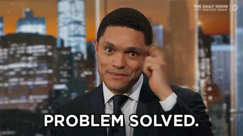 Man In Suit And Tie Saying Problem Solved GIF
