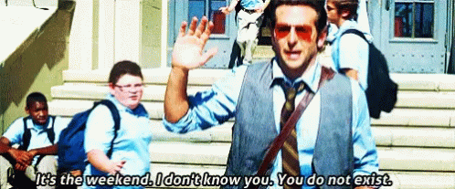Man In Suit And Tie Saying Weekend GIF