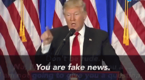 Man in Suit and Tie Saying You Are Fake News