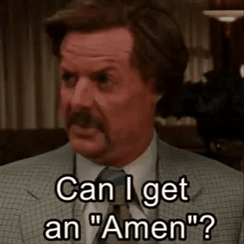 Man in Suit and Tie Says Can I Get An Amen