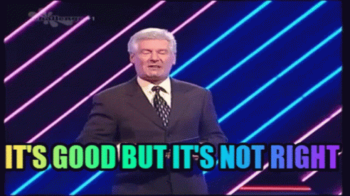 Man in Suit and Tie Says It's Good But It's Not Right on Stage