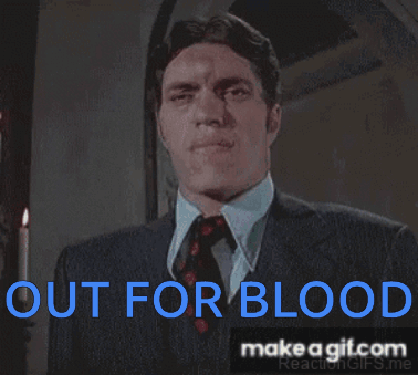 Man in Suit and Tie Says Out for Blood