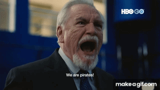 Man In Suit And Tie Screaming He Is Pirates GIF