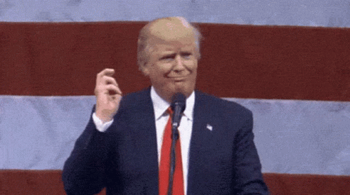 Man In Suit And Tie Speaking In Front Of American Flag GIF