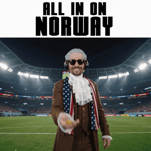 Man In Suit And Tie Stadium All In On Norway GIF
