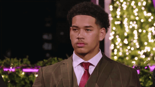 Man in Suit and Tie Standing in Front of Tree