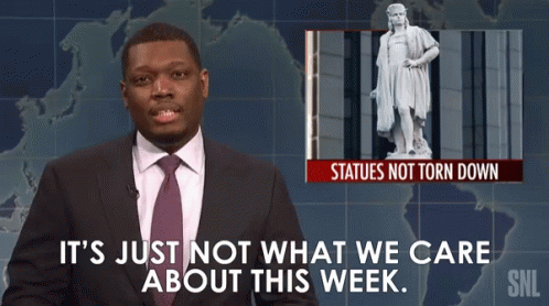Man in Suit and Tie Talking Statues Not Torn Down
