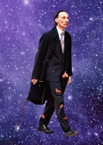 Man in Suit and Tie Walking in Space
