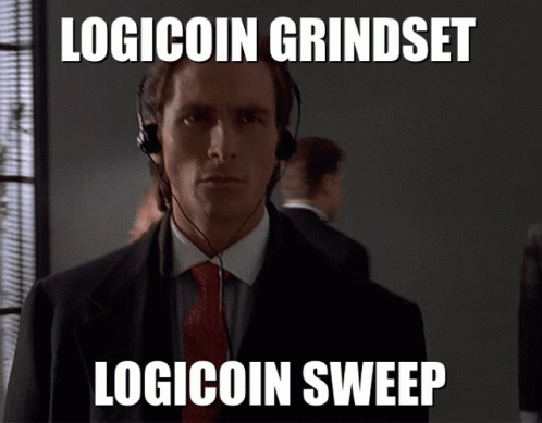 Man In Suit And Tie Wearing Headphones Logicoin Grindset Logicoin Sweep GIF