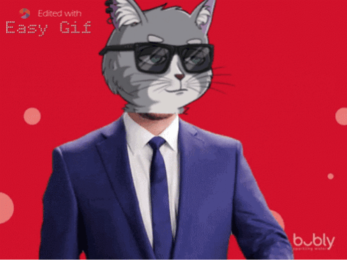 Man in Suit and Tie with Cat Head and Check