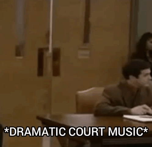 Man in Suit and Tie with Dramatic Court Music