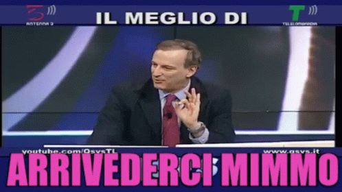 Man In Suit And Tie With Il Meglio Di Arrivederci Mimmo GIF