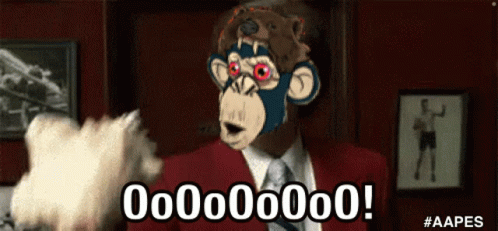 Man in Suit and Tie with Monkey Mask 000000