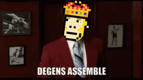 Man in Suit and Tie With Pixelated Face Degens Assemble