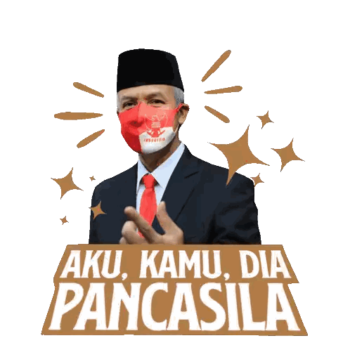 Man in Suit and Tie with Red Mask Aku Kamu Dia Pancasila
