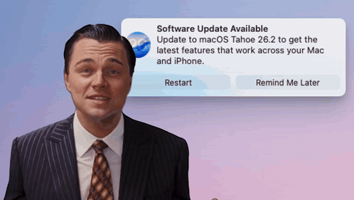 Man in Suit and Tie With Software Update Notification