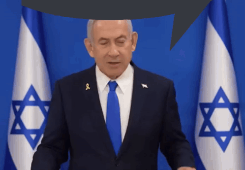 Man in Suit and Tie With Star of David Flag