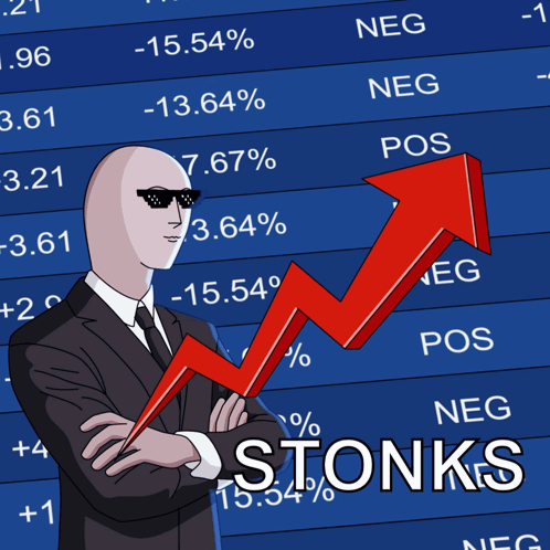 Man in Suit and Tie with Stonks Arrow