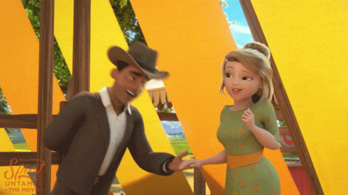 Man in Suit and Woman in Green Dress Shake Hands