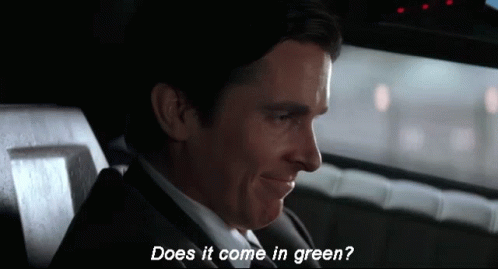 Man in Suit Asking Does It Come in Green
