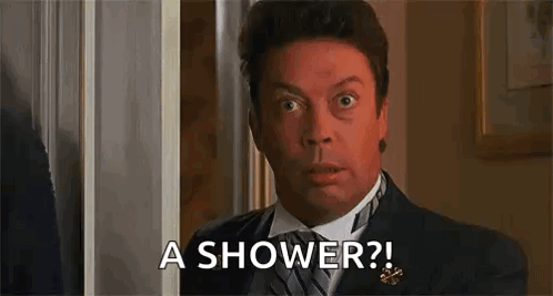 Man in Suit Asking for a Shower