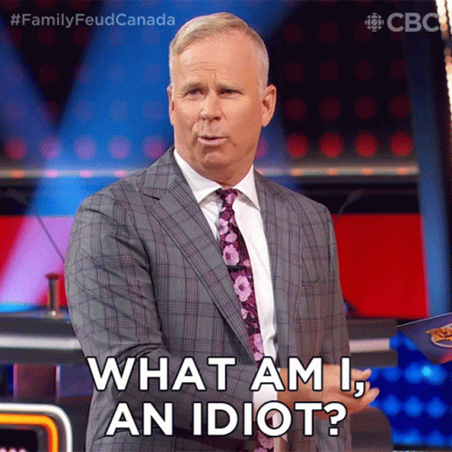 Man in Suit Asking What Am I An Idiot