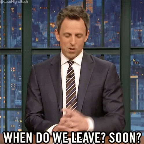 Man in Suit Asking When We Leave