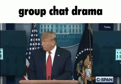 Man In Suit At Podium Saying Group Chat Drama GIF