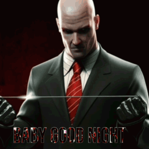 Man in Suit Baby Good Night Red Text