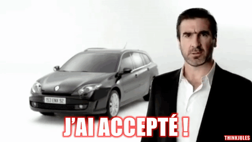 Man In Suit Beside Car Saying J'ai Accepte GIF