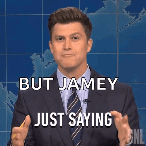Man In Suit But Jamiey Just Saying GIF