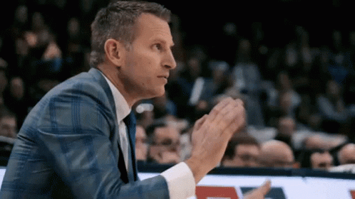 Man In Suit Clapping At Basketball GIF