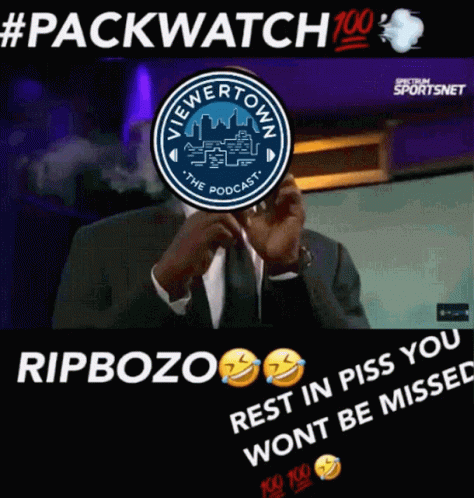 Man In Suit Covering Face With Viewertown Podcast Logo GIF