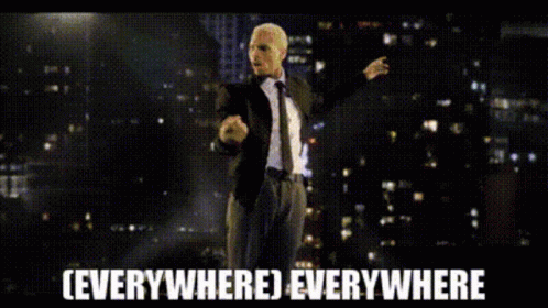 Man in Suit Dancing City Skyline Everywhere