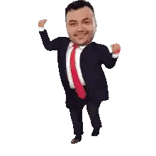 Man in Suit Dancing Fist in Air