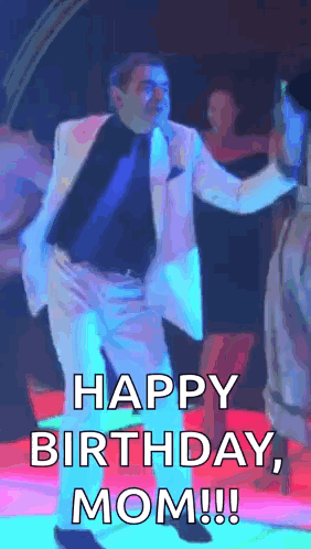 Man In Suit Dancing Saying Happy Birthday Mom GIF