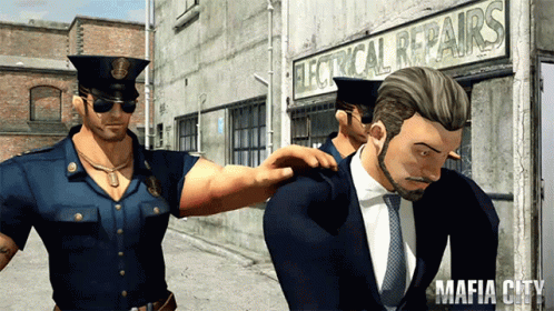 Man In Suit Escorted By Two Police Officers GIF