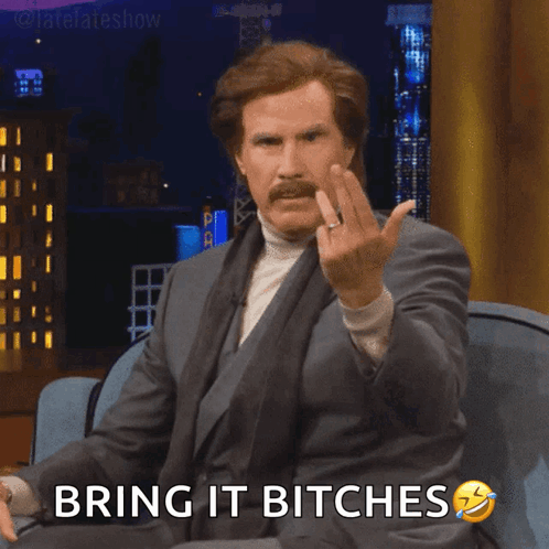 Man In Suit Giving Middle Finger Saying Bring It Bitches GIF