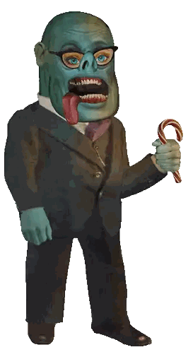 Man in Suit Holding Candy Cane