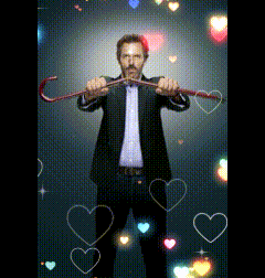 Man in Suit Holding Cane with Hearts