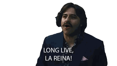 Man in Suit Holding Champagne Long Live La Reina