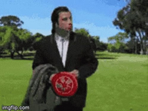 Man In Suit Holding Frisbee Imgflip.com GIF