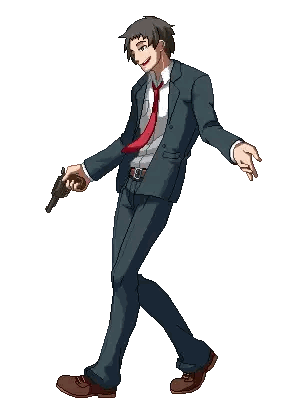 Man in Suit Holding Gun
