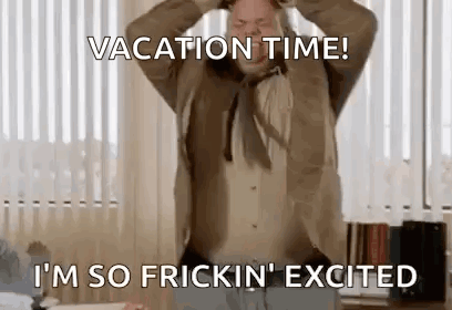 Man In Suit Holding Head Saying Vacation Time GIF
