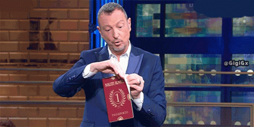 Man In Suit Holding Passport Number 1 GIF