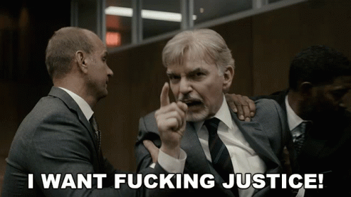 Man in Suit I Want Fucking Justice