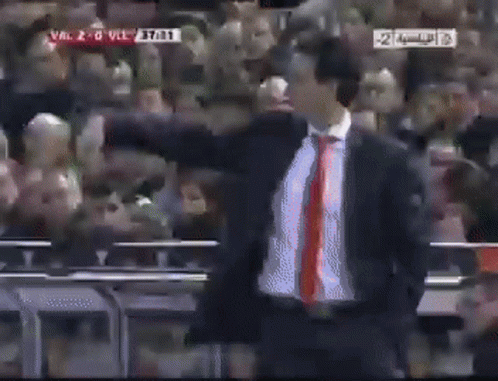 Man in Suit in Front of Crowd Score Val 2-0 Vl 37031