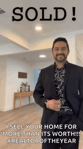 Man in Suit in Front of Sold House