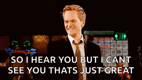 Man in Suit Laughing Saying So I Hear You But Cant See You Thats Just Great