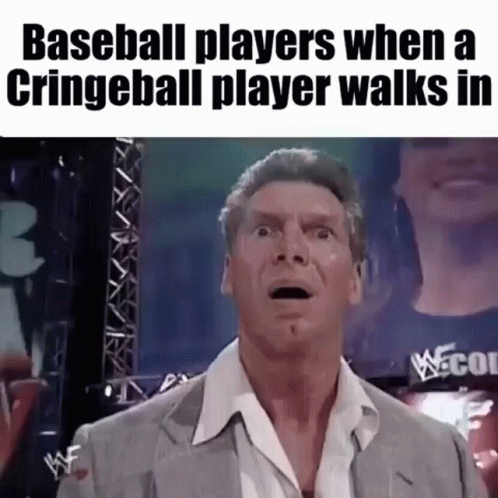 Man in Suit Making Funny Face with Cringeball Player
